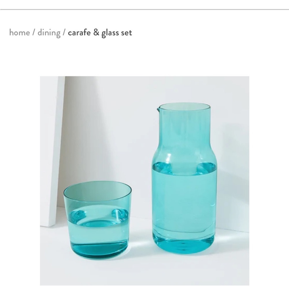 Aqua Glass Carafe & Tumbler Set by Jonathan Adler